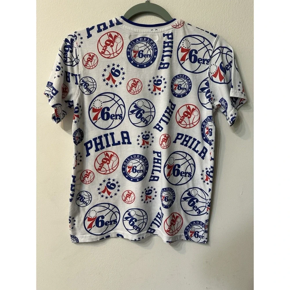 Philadelphia 76ers Shirt Youth L 14-16 All Over Print PHILA NBA Icer Brands Tee